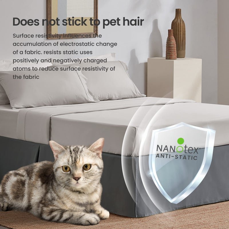 SLEEP ZONE Pleated Bed Skirts Queen Size, 15 inch Tailored Drop Easy Fit Bedskirt, Anti-Static, Fade Resistant (Queen, Grey) - Image 2